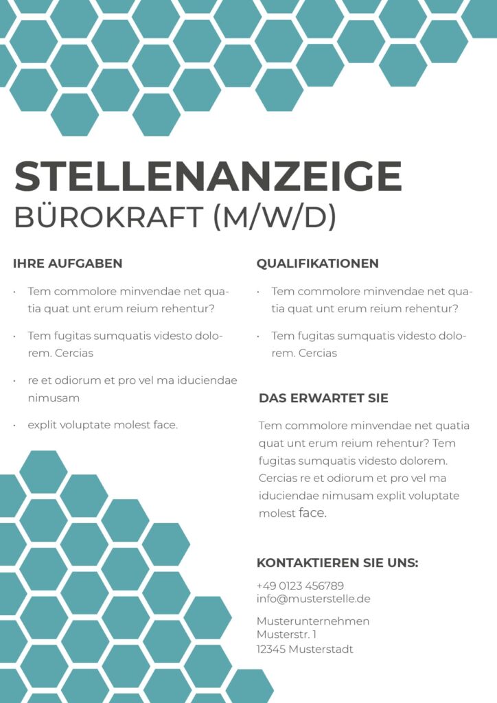 Stellenanzeige für Bürokraft schreiben PDF