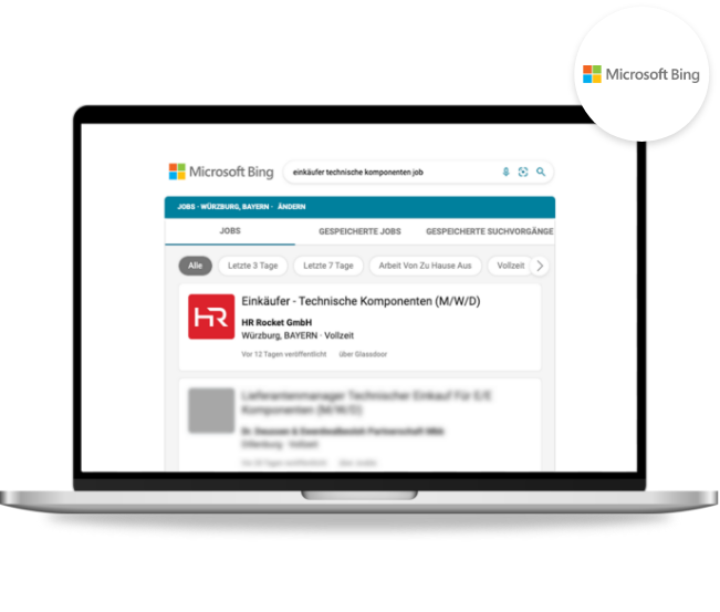 Bing for Jobs Stellenanzeigen Bing for Jobs Darstellung einer Stellenanzeige