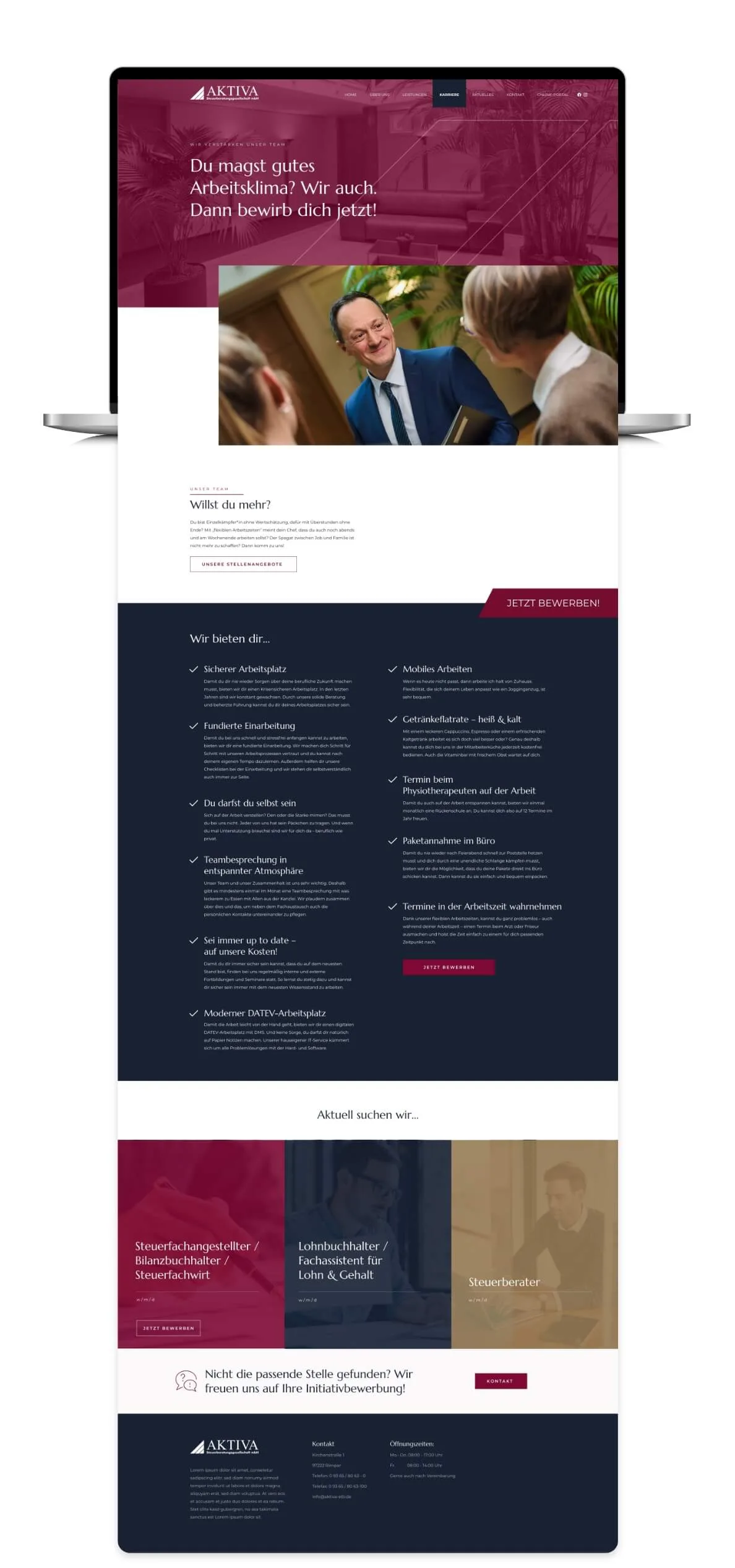 Beispiel Karriereseite Aktiva