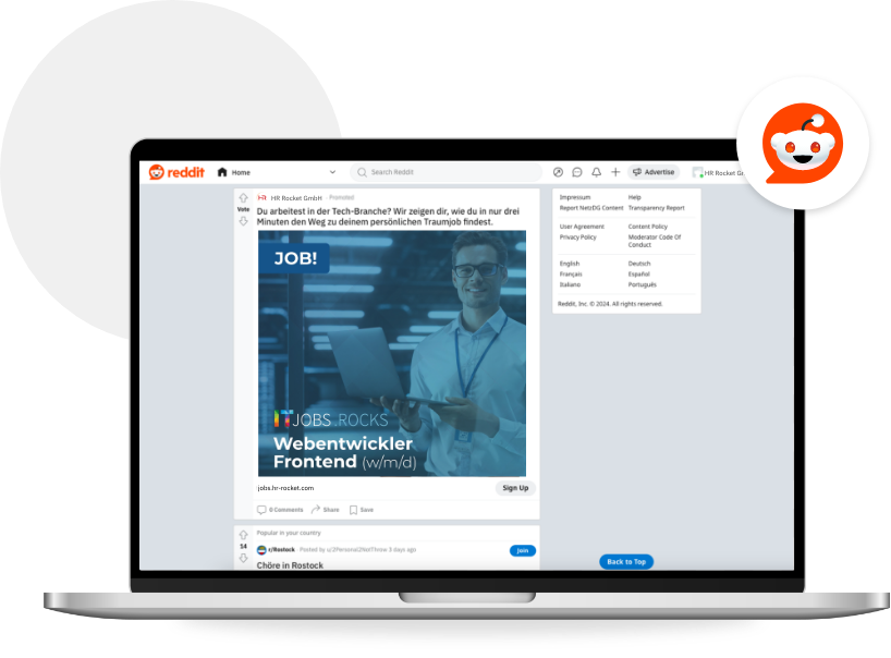 Reddit Stellenanzeige schalten