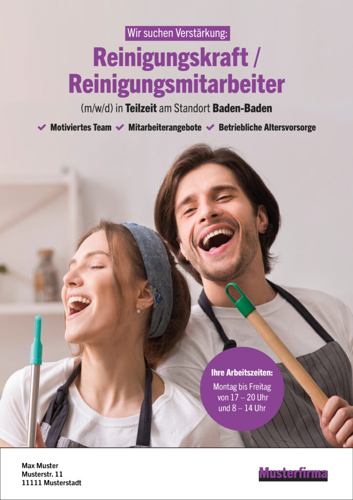 Stellenanzeige einer Reinigungskraft als PDF Muster