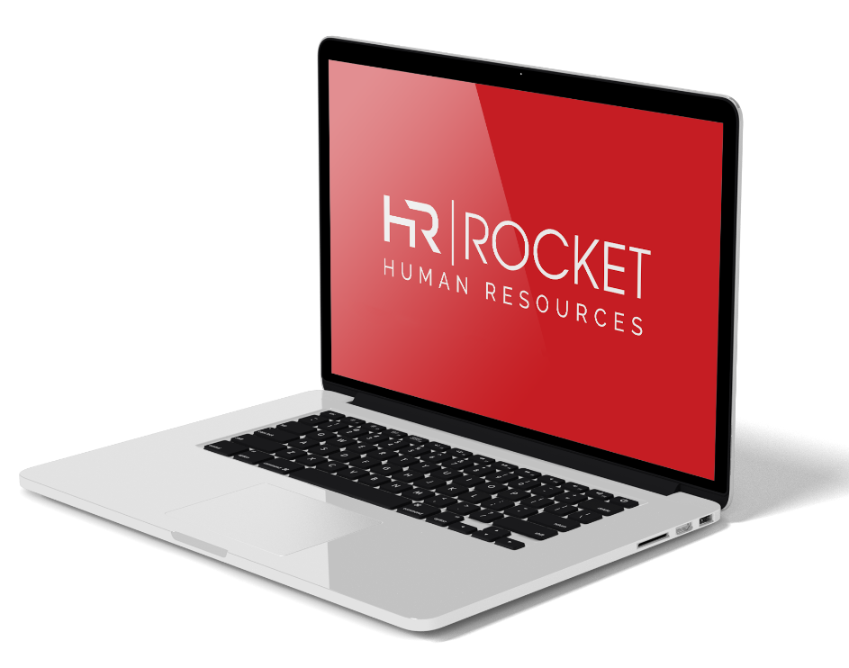 Laptop mit HR Rocket Logo