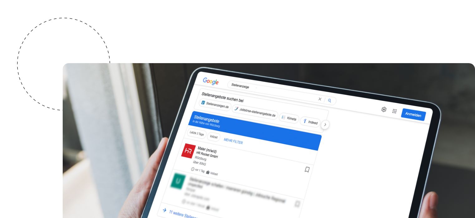 Stellenanzeige auf Google von HR-Rocket geschaltet