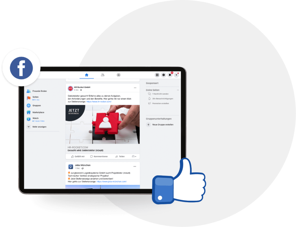 Facebook Recruiting Stellenanzeige posten Beispiel Facebook Recruiting Stellenanzeige