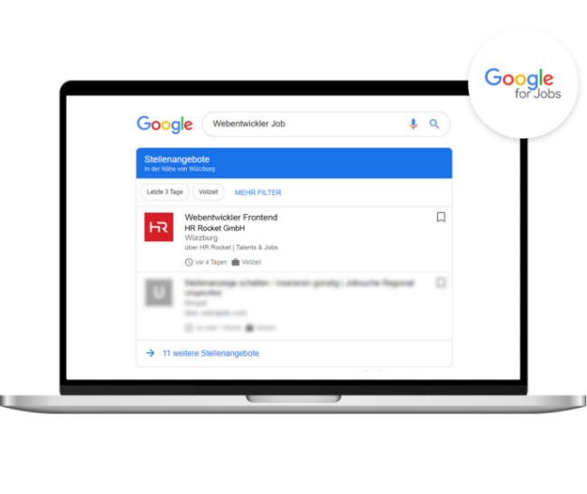 Darstellung von Stellenanzeigen in Google for Jobs