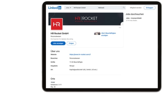 LinkedIn Unternehmensseite von HR Rocket