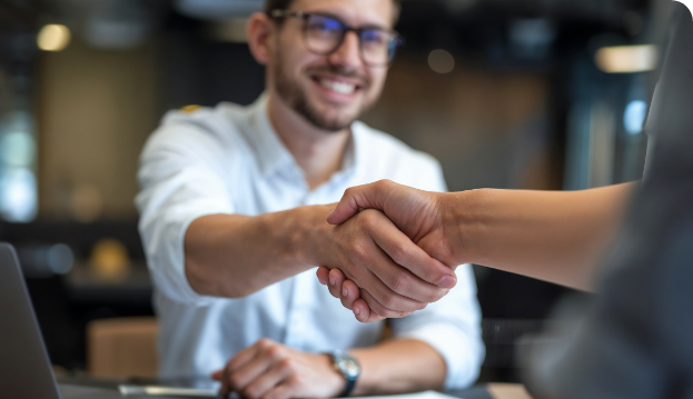 Hände schütteln beim Candidate Relationship Management Gespräch